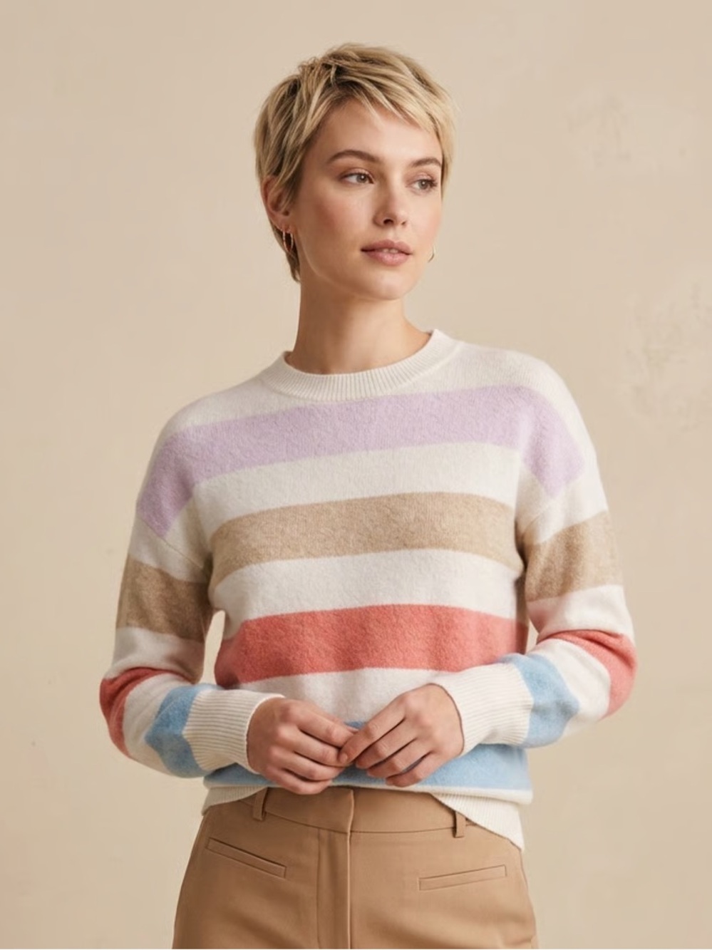27 MILES MALIBU | Dominique Striped Cashmere Silk Blend Sweater Sz XS